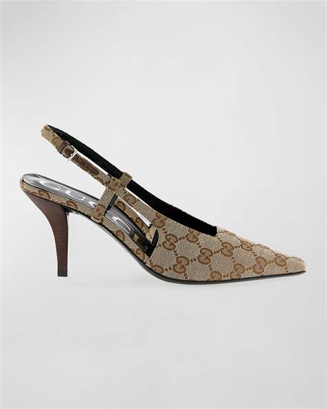 gucci canvas pumps|Women's GG canvas slingback pump .